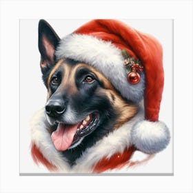 German Shepherd Santa Hat 5 Leinwandbild