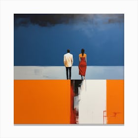 'Two People Gaze Away’ Canvas Print