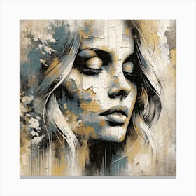 Woman on Textured Wall Print Canvas Print