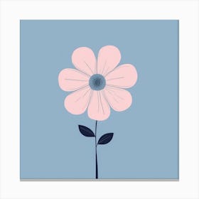 A White And Pink Flower In Minimalist Style Square Composition 139 Canvas Print