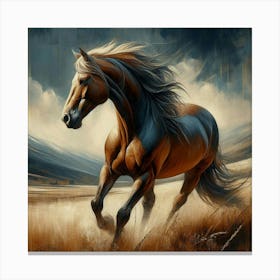 Horse Running In The Field Canvas Print