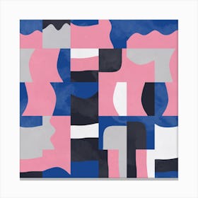Blocks Cubes Blue Pink Square Canvas Print