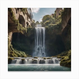 Surreal Waterfall Inspired By Dali And Escher 8 Canvas Print