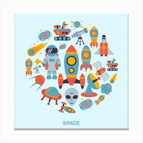 Space Elements Flat Canvas Print