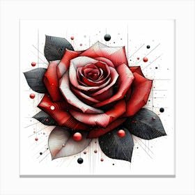 Red Rose Blossom - Abstract Line Art Illustration 238 Canvas Print