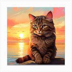 Cat On The Beach Canvas Print