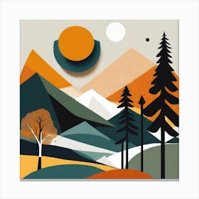 Abstract Mountains and Forest Landscape 1 Canvas Print