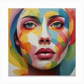 Colorful Gouache Inspired Face 1 Art Print 3 Canvas Print