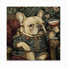 Tapestry Frenchie Drinking 3 Canvas Print