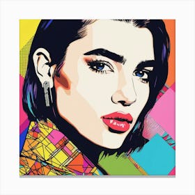 dua lipa colourful pop art print portrait Canvas Print