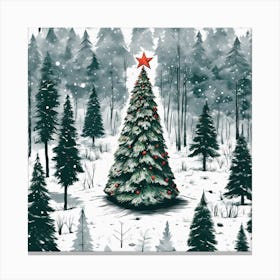 Christmas Tree In The Forest 97 Canvas Print
