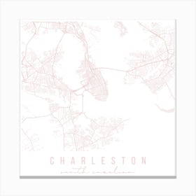 Charleston South Carolina Light Pink Minimal Street Map Square Canvas Print