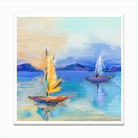 Sailboats On The Water.Printed wall painting, high-level art. 1 Canvas Print