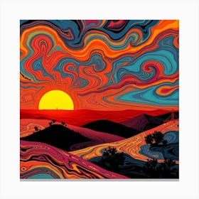 Sunset Psychedelic Painting Canvas Print