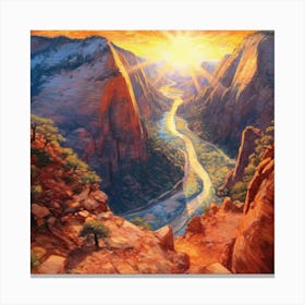 Sunset In Zion 16 Canvas Print