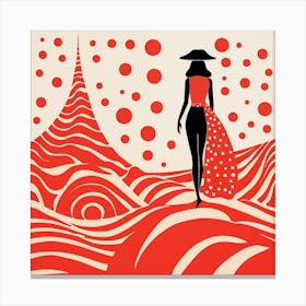 Yayoi Kusama Inspired Red Beach Canvas Print