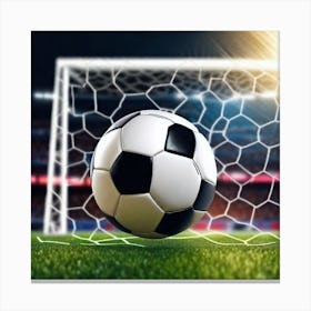 Soccer Ball In The Net Canvas Print