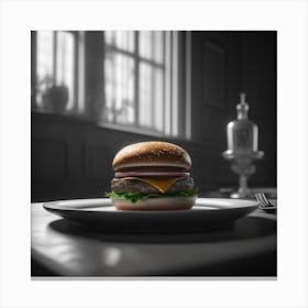 Burger On A Plate 36 Canvas Print