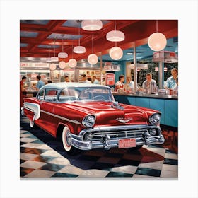 1950s Diner Scene Canvas Print