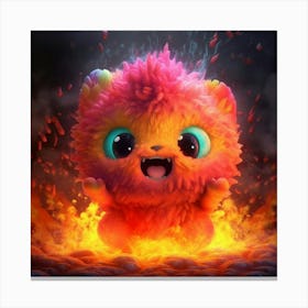 Flaming Teddy Bear Canvas Print