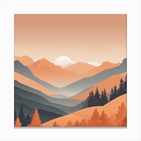 Misty mountains background in orange tone 92 Canvas Print
