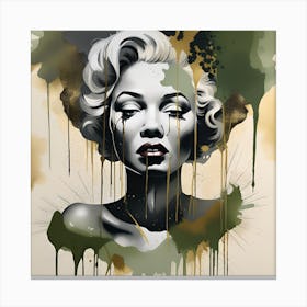 African Goddess Marilyn Monroe inspired Gold and watercolor splatter Canvas Print