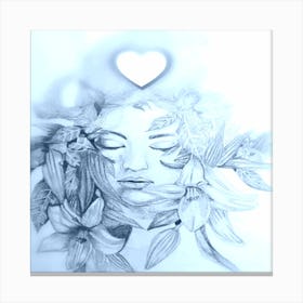 Flower And A Heart Canvas Print