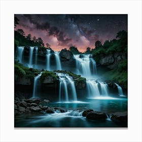 Waterfall At Night 20 Canvas Print