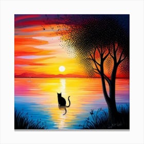 Sunset Cat 2 Canvas Print