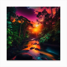 Sunset In The Jungle Canvas Print