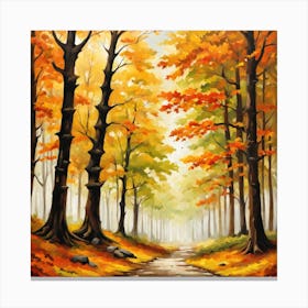Forest In Autumn In Minimalist Style Square Composition 294 Canvas Print