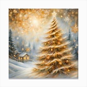 Christmas Tree In The Snow Canvas Print