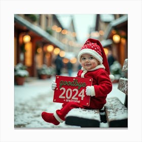 Baby In Santa Claus Canvas Print