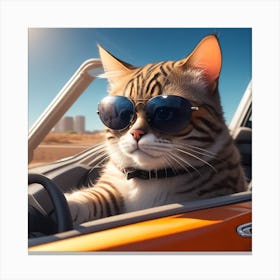 Cat In A Car Canvas Print