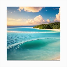 Tropical Beach At Sunset Canvas Print