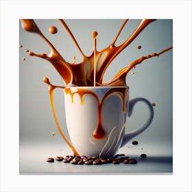 COFFEE TIME - showcasing splashes of coffee beans including caramel, vanilla-flavored, foam, steam, syrup. Canvas Print
