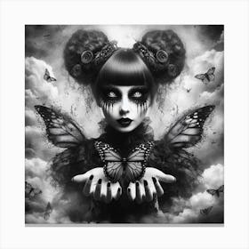 Gothic Girl With Butterflies Canvas Print