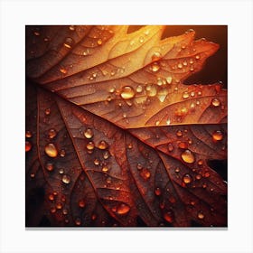 Autumn Leaf With Water Droplets 2 Canvas Print