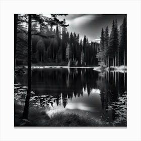 Black And White Lake 1 Canvas Print