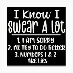 I Know I Swear A Lot 1. I Am Sorry 2. I'll Try To Do Better 3. Numbers 1&2 Are Lies 2 Canvas Print