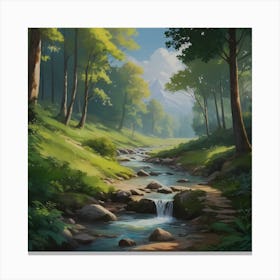 Gentle Forest Stream Canvas Print