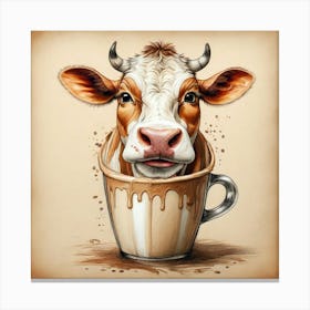 Cow In A Cup Canvas Print