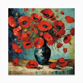 Vase With Poppies, Van Gogh Art Print 4 Canvas Print