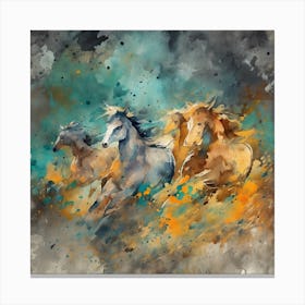 Three Horses Running Canvas Print