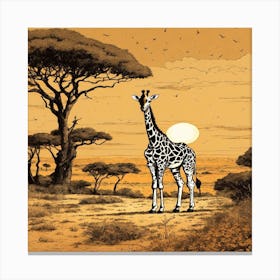 Giraffe In The Savannah 1 Canvas Print