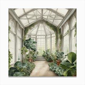 A Solitary Walk At Kew Gardens Plant House Interior Art Canvas Print