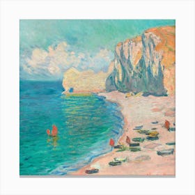 The Beach and the Falaise d'Amont by Claude Monet (1885) Canvas Print