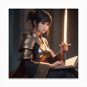 Asian Girl With Sword Canvas Print