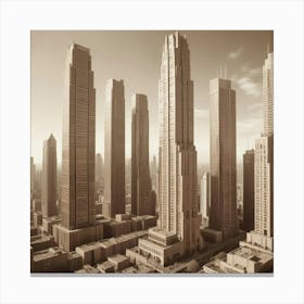 Cityscape In Sepia Canvas Print