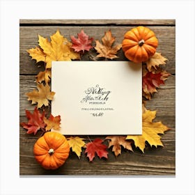 An Autumn Themed Holiday Card Adorning A Vintage Rustic Wooden Finish Laden With A Hand Drawn Dispu (3) 1 Canvas Print